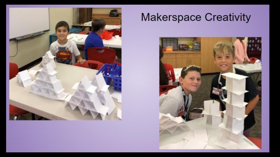 cache_56's tweet image. In our Maker Space class students were challenged to build a tower using nothing but note cards.