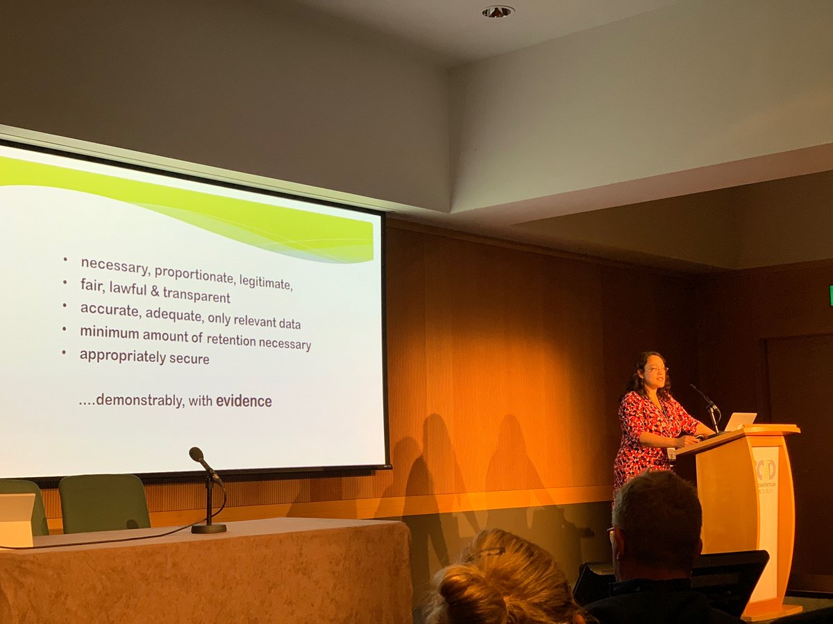 ThomLangford's tweet photo. @MissIG_Geek talking facial recognition, technology and, of course, the privacy implications. #PrivSecDUB https://t.co/Gq0XqvS8Cq