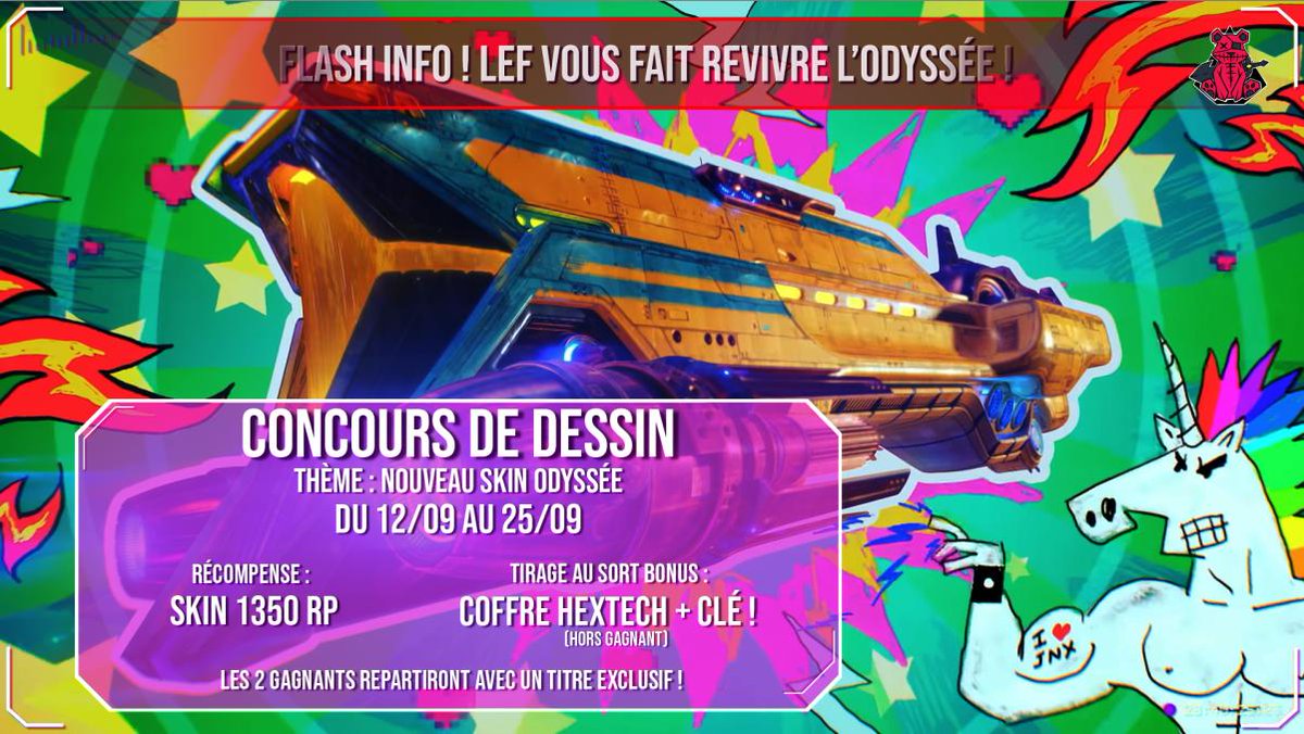 LEF_Community's tweet photo. Il ne vous reste plus que 1 jour afin de vous inscrire et déposer vos œuvres dans les canaux correspondants dans le discord https://t.co/LPzJVLeBBH :
🎨#concours-dessin
🖊️#concours-écriture 
💰Skins et coffres à gagner !!!
Dépêchez-vous !!!!! https://t.co/yc8Nh9ZRKw