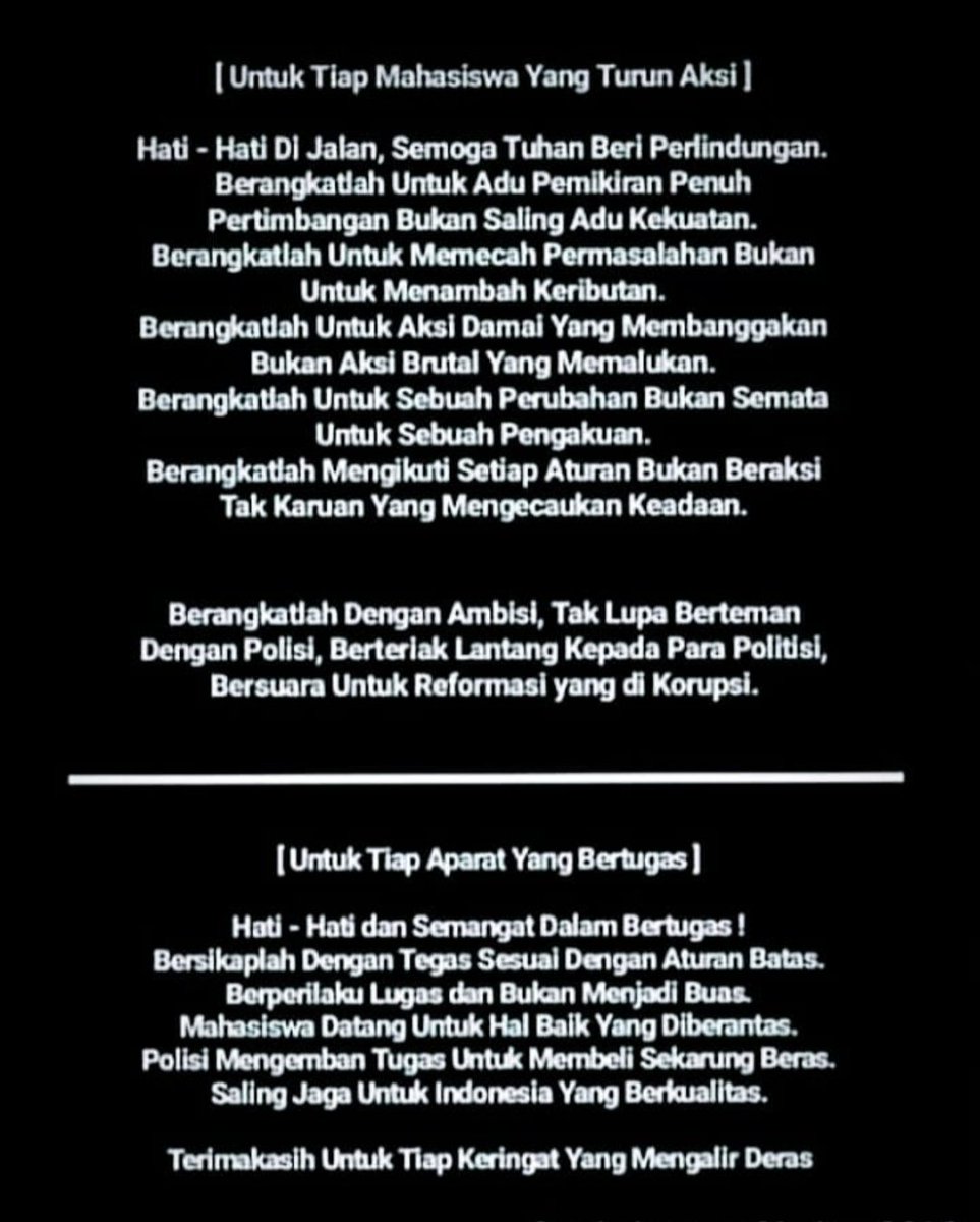 DFaizalN's tweet photo. Untuk kalian para Rekanku Mahasiswa dan Kawanku Abdi Negara , Ingat lah jaga diri kalian baik - baik masih ada keluarga yang menunggu kalian pulang ke rumah ...

#HidupMahasiswa 
#ReformasiDikorupsi 
#RevolusiHargaMati https://t.co/oZQHAadQ0H