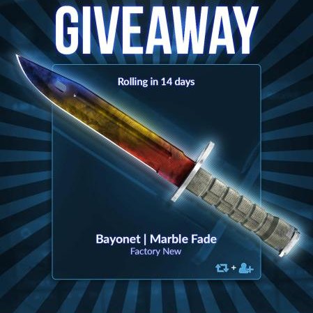 🎁BAYONET MARBLE FADE🔥
(600$+)

* RT
* FOLLOW <a href="/Seano9090/">Sean</a>
* FOLLOW @XDHACEXD
* TAG TWO PEOPLE
* EXTRA ENTRIES gleam.io/ym0lb/bayonet-…

Winner picked in 14 days!