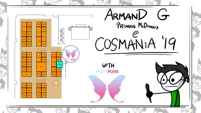 Here's my #CosMania2019FanFair catalog! I'll be tabling with @nakeekat and @purrilly at booth F48

I'll be selling stickers and prints!

#CosplayMania2019 