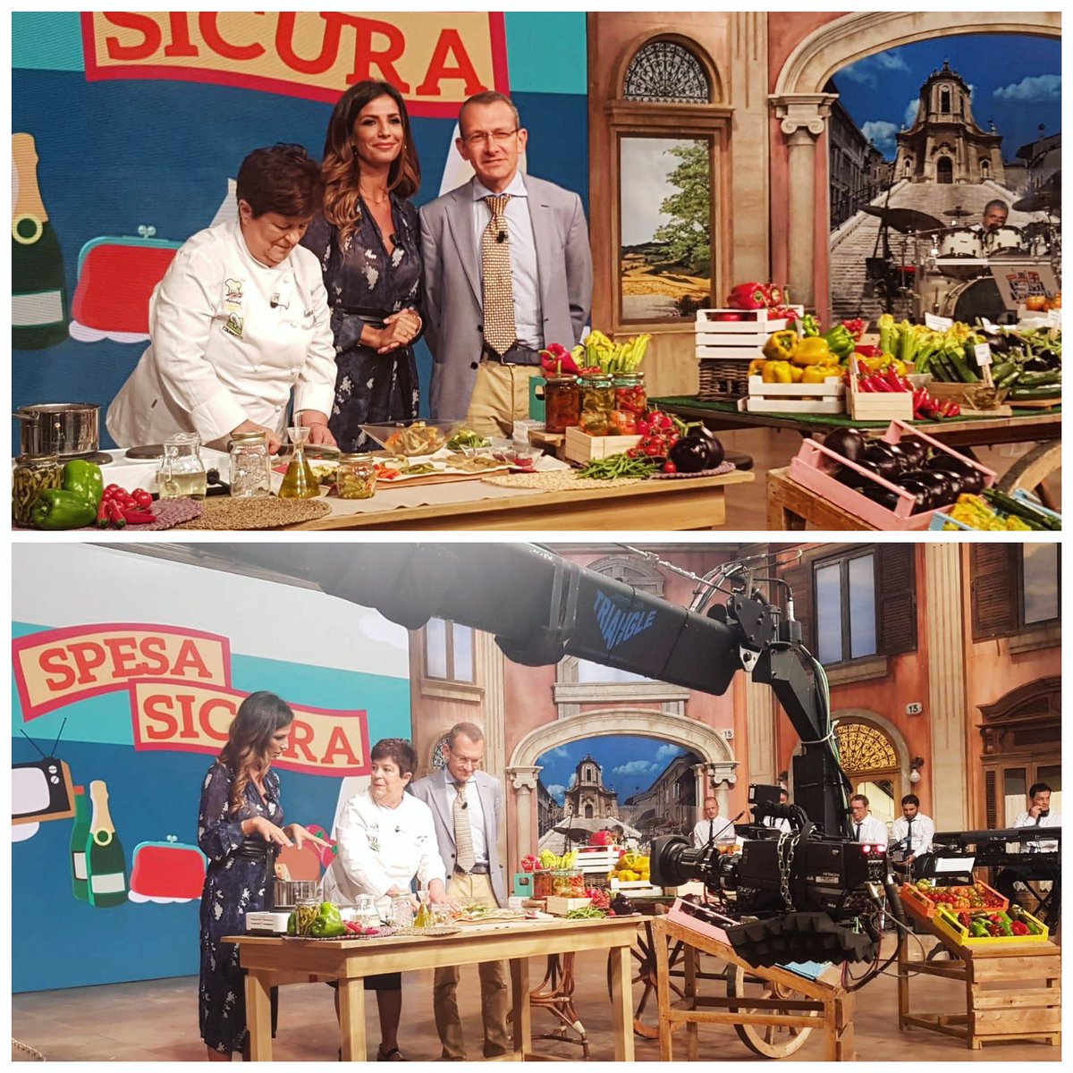 COLDIRETTITOSCA's tweet photo. 👉 nuovi consigli sulla “Spesa sicura” oggi a I fatti vostri su @RaiDue.
🍆🍅🥒🌶 Protagonisti gli ultimi ortaggi estivi. 
🎥 In studio con @robertamorise1, l’esperto @coldiretti Coldiretti Lorenzo Bazzana e l’agrichef di @campagnamica 👩🏻‍🍳 Barbara Stocchi. https://t.co/PKUYmmf06S