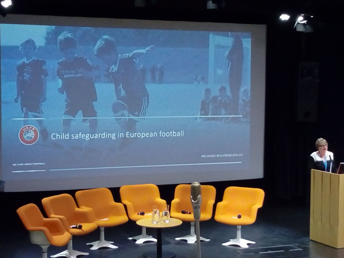 sportireland's tweet photo. Iris Hugo-Bouvier (UEFA) providing insight into UEFA's "Child safeguarding in European football" framework at the "Safeguarding Children in Sport" conference in Espoo, Finland #EuropeanWeekofSport #BeActive #safeguarding #EU2019FI #SportsConf https://t.co/IXGME5Viuj