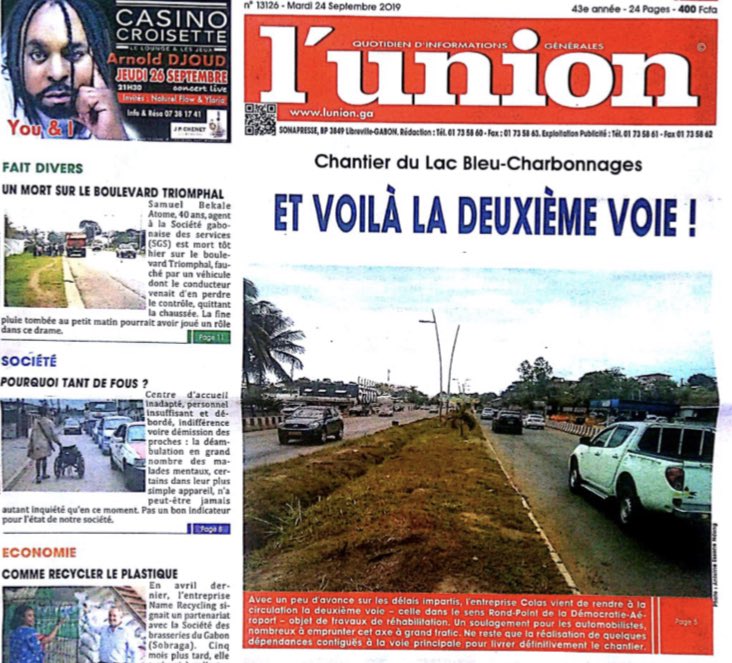 [ Parution Presse ] 

L'union 🗞

Avec un peu d'avance sur les délais impartis, l'entreprise Colas vient de rendre à la circulation la deuxième voie - celle dans le sens Démocratie-Aéroport, objet de travaux de réhabilitation. 

#NousSommesTousConcernés 🚧🚜