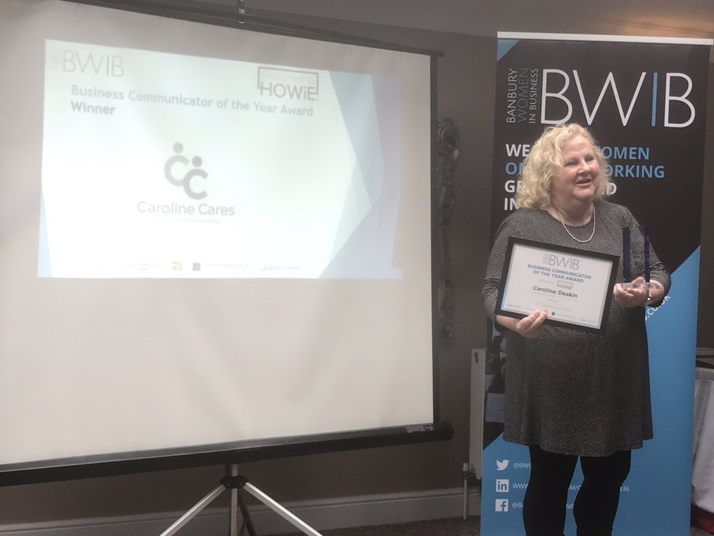 The winner of the #BWIBAwards2019 Best Communicator of the Year Award, sponsored by @DesignedbyHowie is @carolinecares4u!
