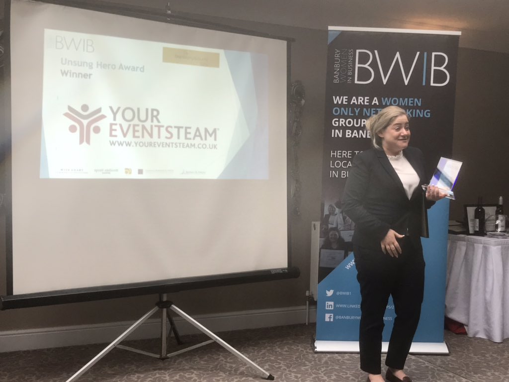 The winner of the #BWIBAwards2019 Unsung Hero Award, sponsored by @banburysound is Leah Boleyn @YourEventsTeamP!