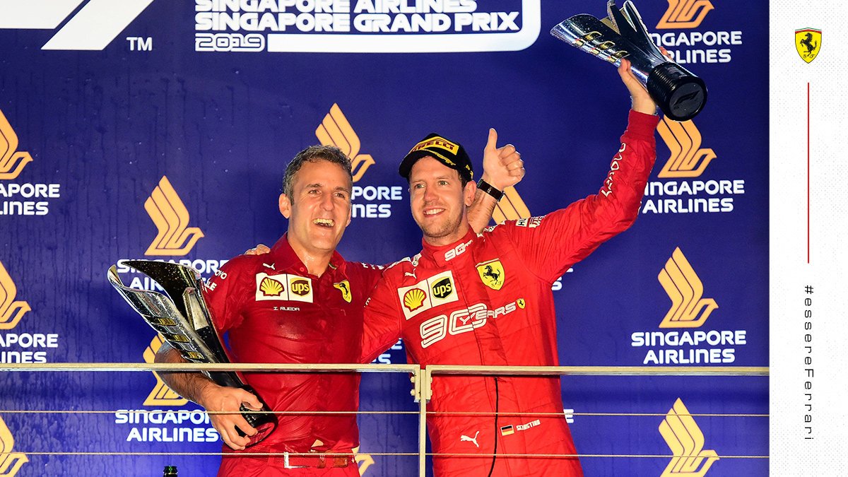 ScuderiaFerrari's tweet photo. H🏆NGRY FOR MORE 

#essereFerrari 🔴 #Seb5 https://t.co/kVn6cA5YG8