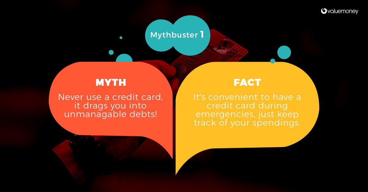 ValueMoney_'s tweet photo. There are a lot of misunderstandings about credit cards, some say they're not be used ever, some say they're very convenient. To clear such misunderstandings we're going to debunk some credit card myths in our myth-buster series.

#ValueMoney #Mythbuster #Creditcard #Myths #Facts https://t.co/5qLB5QyhOs