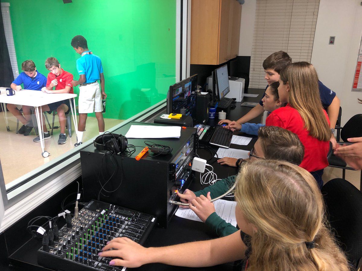 RSN (Raider Student Network) at the Middle School prepares for the Morning Announcements broadcast #gslearning #GulliverLife #GulliverPride