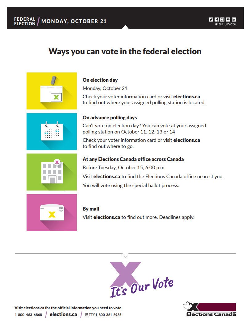 Did you know you can vote now, today, at an Election Canada's office. For Bay of Quinte residents that's
 Bell Tower Mall
365 North Front Street
Belleville ON K8P5A5