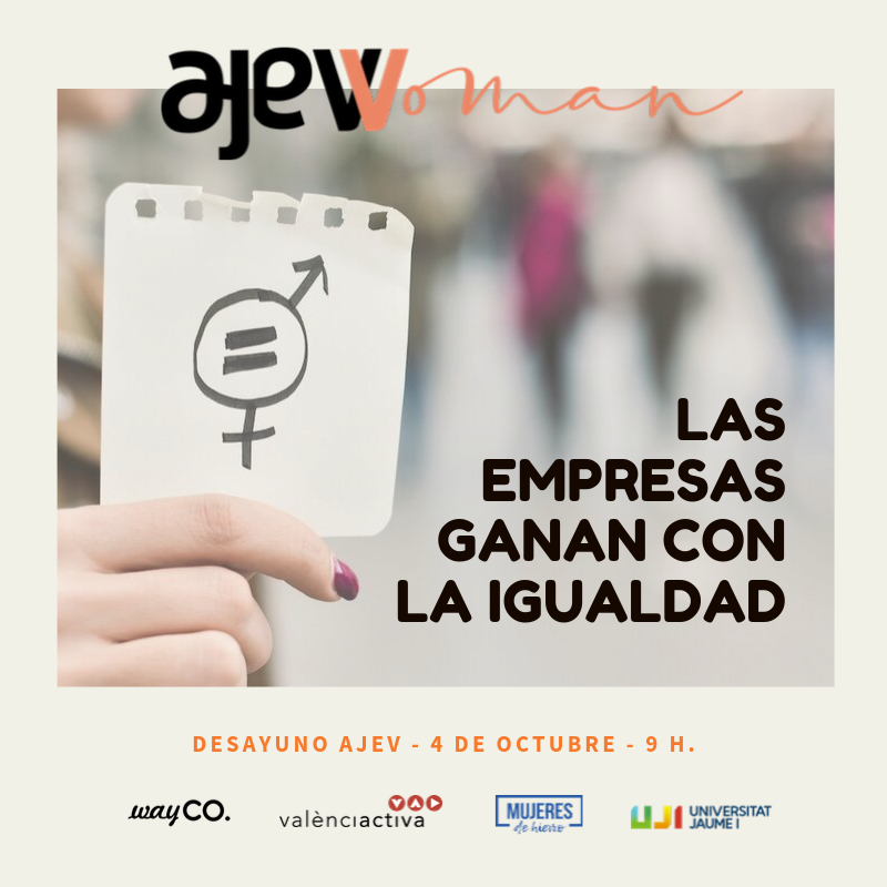 "Las empresas ganan con la igualdad" Ven al próximo #DesayunoAJEV y descubre cómo a través de <a href="/valenciactiva_/">València Activa</a> <a href="/UJIuniversitat/">Universitat Jaume I</a>. Será el 4 de octubre en <a href="/waycoideas/">wayCO</a> ajevalencia.org/calendario/des… #igualdad #yoempatizo #ajevwoman