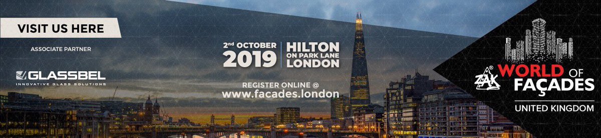 GLASSBEL as associate partner invites our Clients and Partners to join us at London edition of ZAK World of Façades to be held on 2nd October 2019 at Hilton on Park Lane.
 
Please register yourself via interactive mobile optimized website facades.london.
