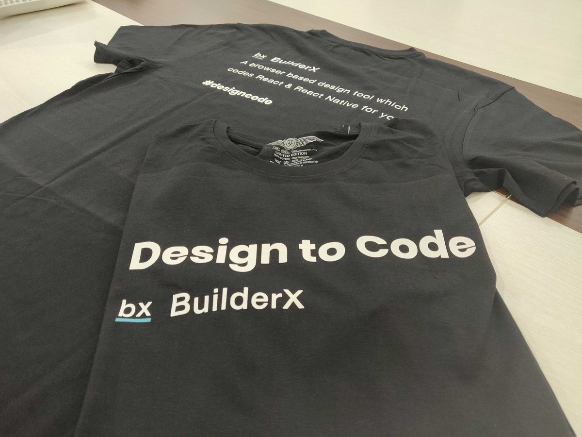 BuilderX's tweet image. 🙌🏻 Don't miss to grab some cool 🤟🏻 #designcode stickers & t-shirts from our booth  at @react_india 
One day to go! ⏳