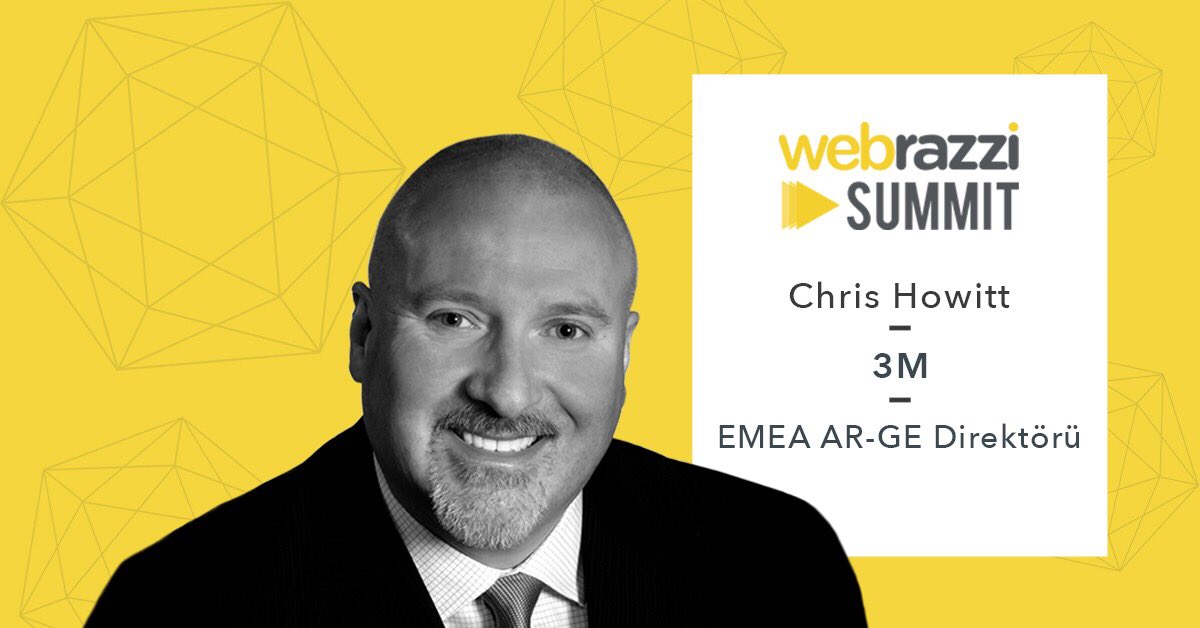 webrazzi's tweet image. Sektörün önemli isimlerinin bakış açılarıyla ufkunuzu genişletin! 3M EMEA AR-GE Direktörü Chris Howitt de bizimle Webrazzi Summit 2019 sahnesinde buluşacak!
📲 summit.webrazzi.com/tr #webrazzi19
