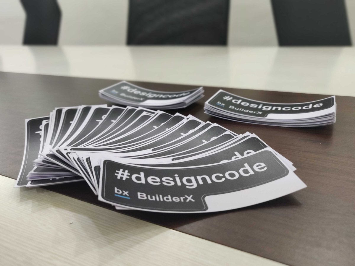 BuilderX's tweet image. 🙌🏻 Don't miss to grab some cool 🤟🏻 #designcode stickers & t-shirts from our booth  at @react_india 
One day to go! ⏳