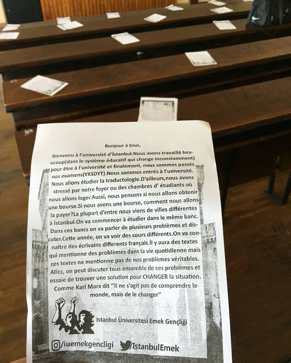 IstanbulEmek's tweet photo. Bonjour à tous
Bienvenu à l'université d'İstanbul

Fransızca Mütercim Tercümanlık öğrencilerine Edebiyat Fakültesi sıralarından hoş geldiniz diyoruz!

#iuef #iu #istanbuluniversitesi  #SALI https://t.co/sJMh6tdufJ