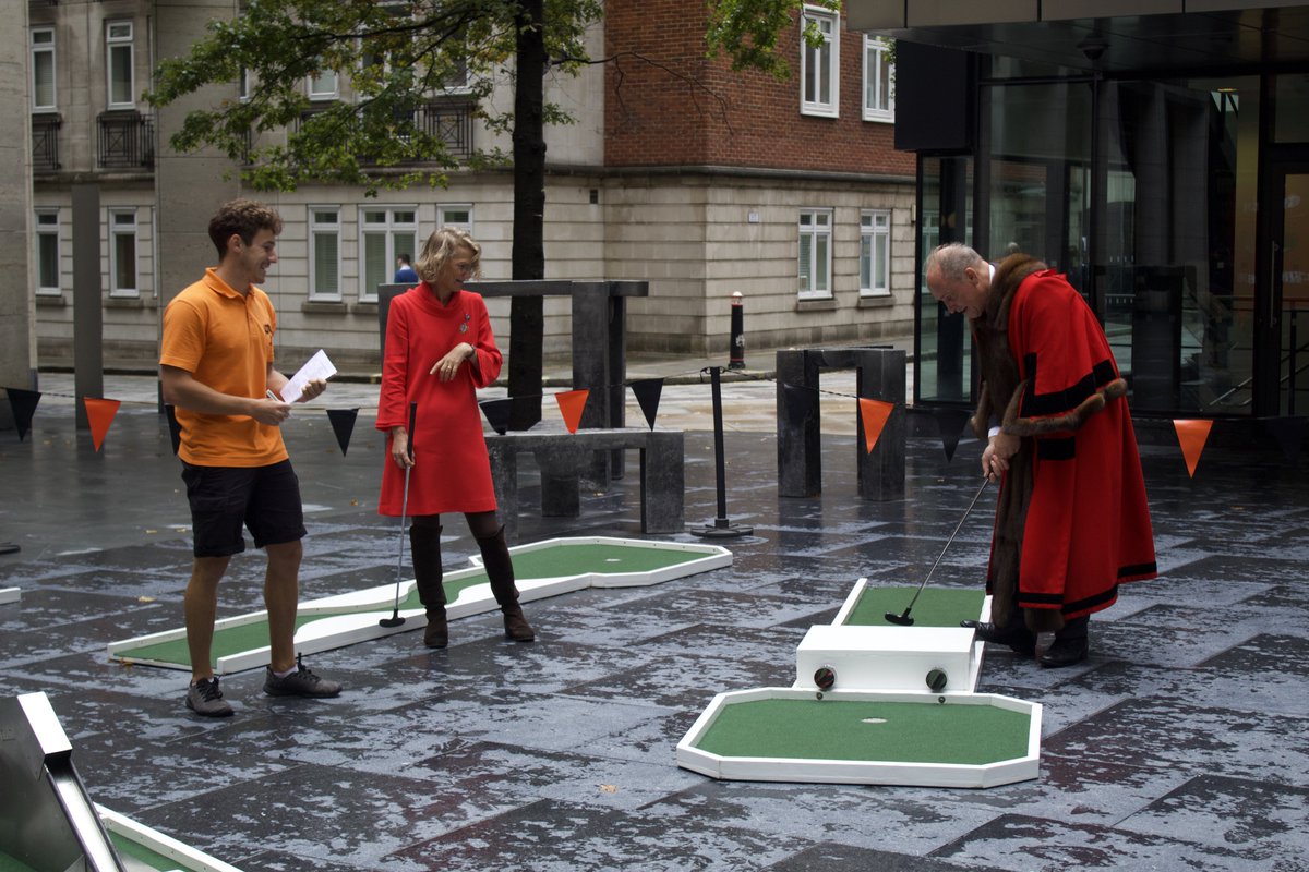 Come and say hello as the 9 hole mini golf course is underway. Taking place downstairs in London's New Street Square. Make sure you donate and help raise funds for <a href="/futuredreamss/">Future Dreams</a> <a href="/LMAppeal/">Lord Mayor's Appeal</a> #CityGivingDay #GoRed