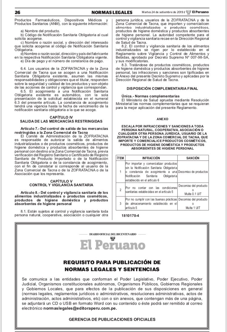 Hoy es un día importante para #Tacna se publicó el reglamento de la Ley de <a href="/ZOFRATACNAPERU/">ZOFRATACNA</a> y Zona Comercial con ello la oportunidad del despegue económico en la región sur. Agradecer a todos los que nos apoyaron en este gran logro <a href="/congresoperu/">Congreso del Perú 🇵🇪</a> <a href="/BankadaFP/">Bancada Fuerza Popular</a> <a href="/Minsa_Peru/">Ministerio de Salud</a> <a href="/MINCETUR/">MINCETUR 🇵🇪</a>...
