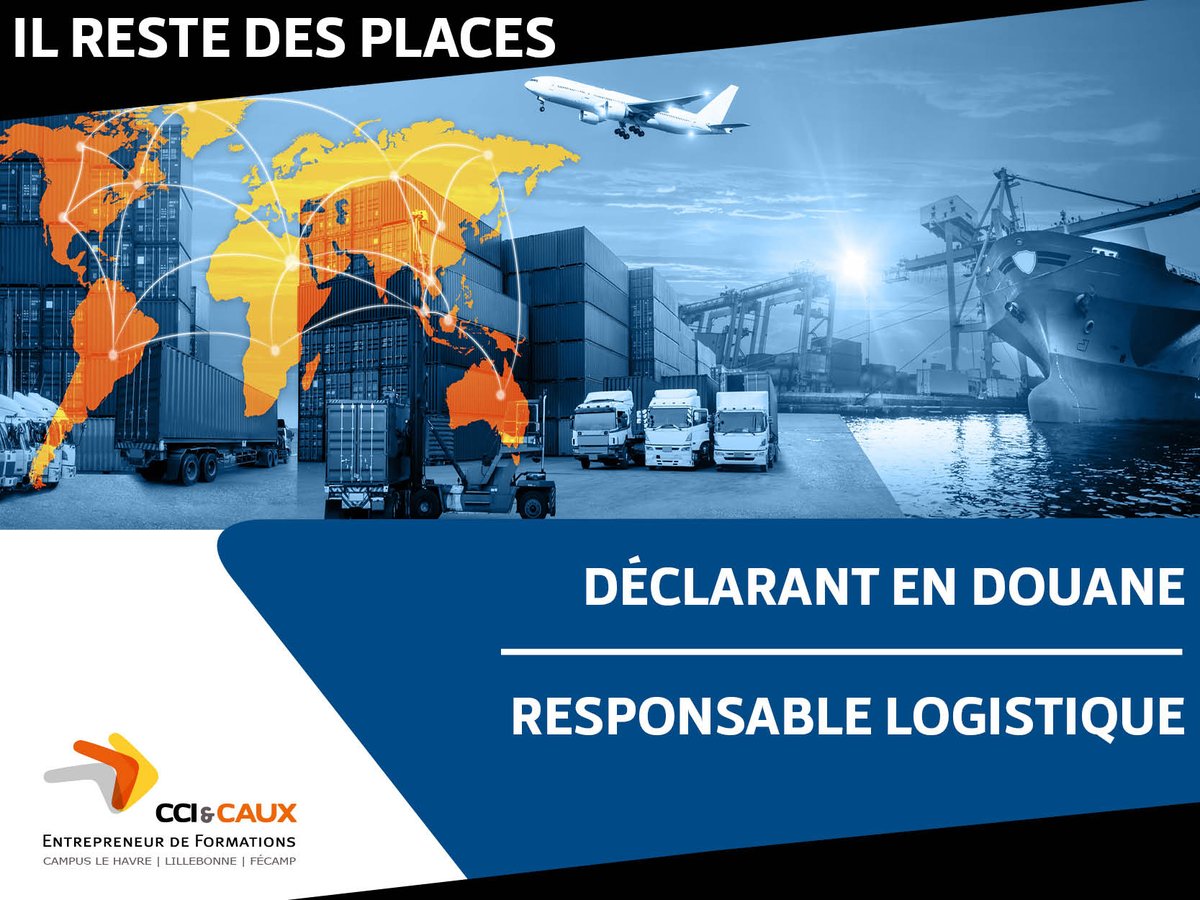 Un emploi dans le transport ou la logistique ? 
Il reste des places⏩Inscriptions encore possible pour :
👉 Déclarant en Douane 
👉 Responsable Logistique 
Un secteur qui recrute, une formation en alternance
Plus d'infos bit.ly/PlacesIMTL
#emploi #logistique #douane