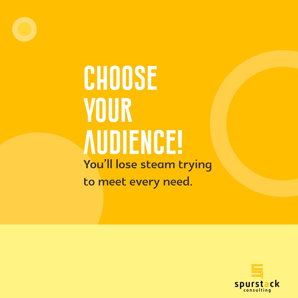 spurstack's tweet photo. A reminder that your brand isn't designed for every audience. You'll lose steam if you try to be the solution to every need. Focus on your audience. There's peace in functioning in your place of assignment.
#TuesdayThoughts #TuesdayMotivation #focus #branding #spurstack https://t.co/DdURYiBTnE
