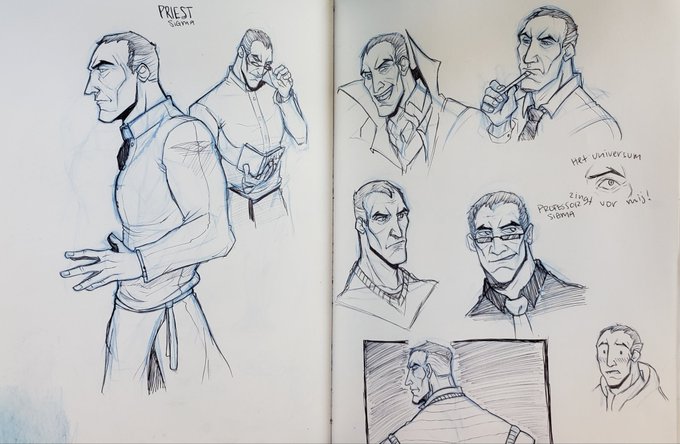 Doodled a ton of messy sigmas at work. I love him okay ? ;w; 