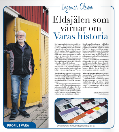 PapillonProduk1's tweet photo. Förra veckan var Papillon Produktion i Vara för tre text- och bildjobb. Så här blev ett av dem:

#Vara #Varasmåstadsmagasin #personporträtt #profilintervju #frilansjournalist #frilans #Bengtssonskamagasinet #Varahembygdsförening #historia #kulturminne #sevärdhet https://t.co/8roLyYTuuR