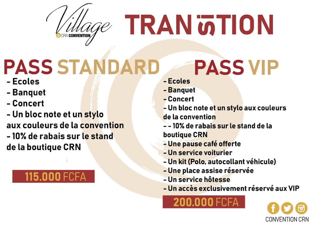 CRNConvention's tweet photo. Prenez dès maintenant votre pass village CRN 
Rdv dans chaque église CRN 

#villagecrn #transition https://t.co/ueP5upBmvC
