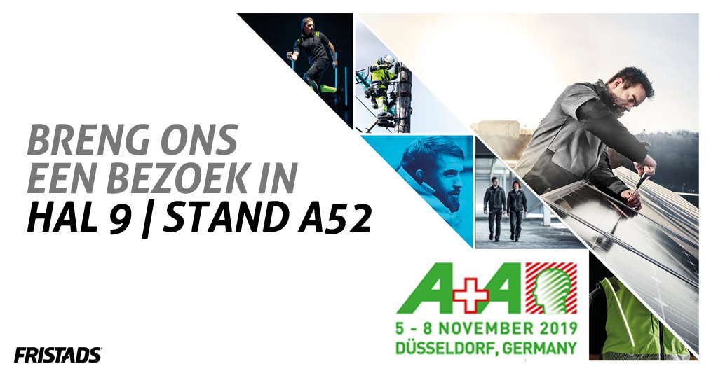 5 t/m 8 november is de <a href="/AplusATradeFair/">A+A</a> in Düsseldorf. De toonaangevende beurs op het gebied van veiligheid en gezondheid op het werk. Als Fristads zijn wij aanwezig om onze nieuwste producten en ontwikkelingen te tonen. 

Breng ons een bezoek in 𝗵𝗮𝗹 𝟵 | 𝘀𝘁𝗮𝗻𝗱 𝗔𝟱𝟮.