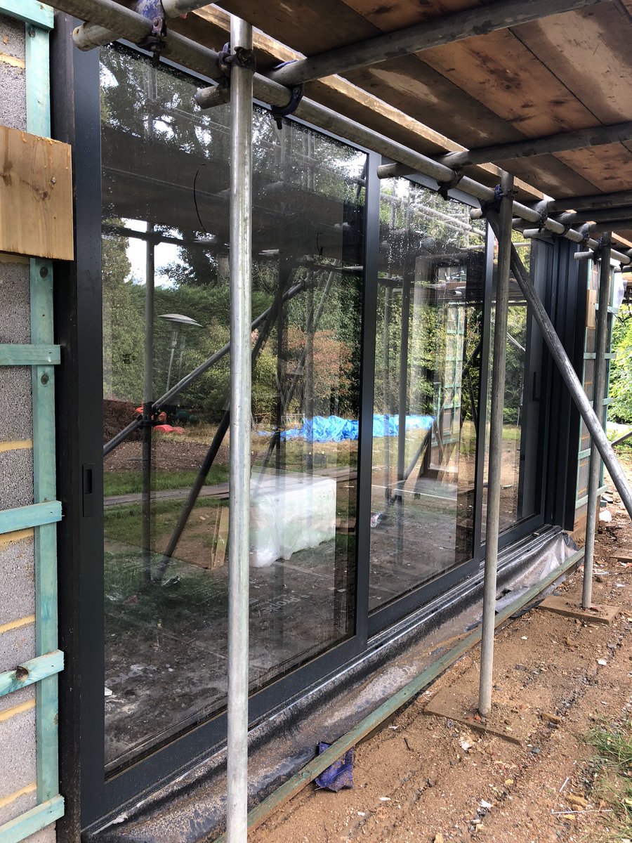 Finished photos to follow, A lovely project nearing completion, Here we installed R7 flush eclectic grey windows and doors, Reynears aluminium CP130LS sliding patio doors, Solidor solid woodcore composite door, All looking very contemporary ❤️😎 Finished photos to follow.