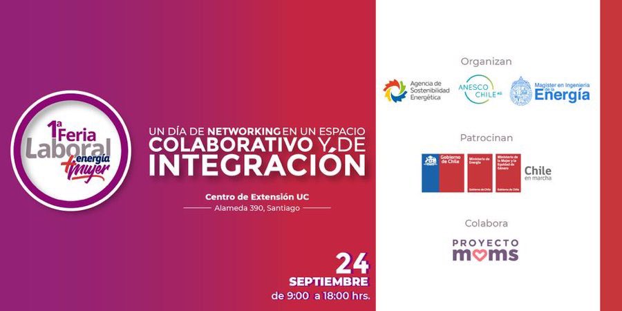 Hoy en la primera “Feria Laboral Energía+Mujer” Virginia Zalaquett <a href="/gini_ee/">Virginia Zalaquett</a> junto a más mujeres líderes hablarán de la participación femenina en carreras STEM (Science, Technology, Engineering &amp; Mathematics) <a href="/ANESCOCHILE/">ANESCO CHILE A.G.</a> @AgenciadeSE