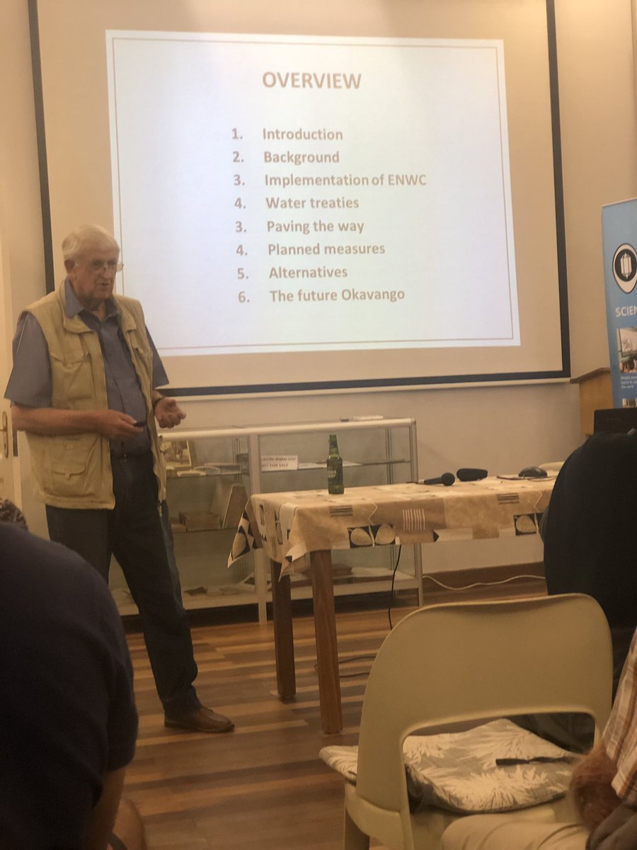 Cheroline2's tweet photo. Piet Heyns giving us the history of the Okavango River dating back to 1884 when Namibia was colonized by Germany. 

#okavangoriver #watercrisis #watersecurity https://t.co/beqJXqeknd