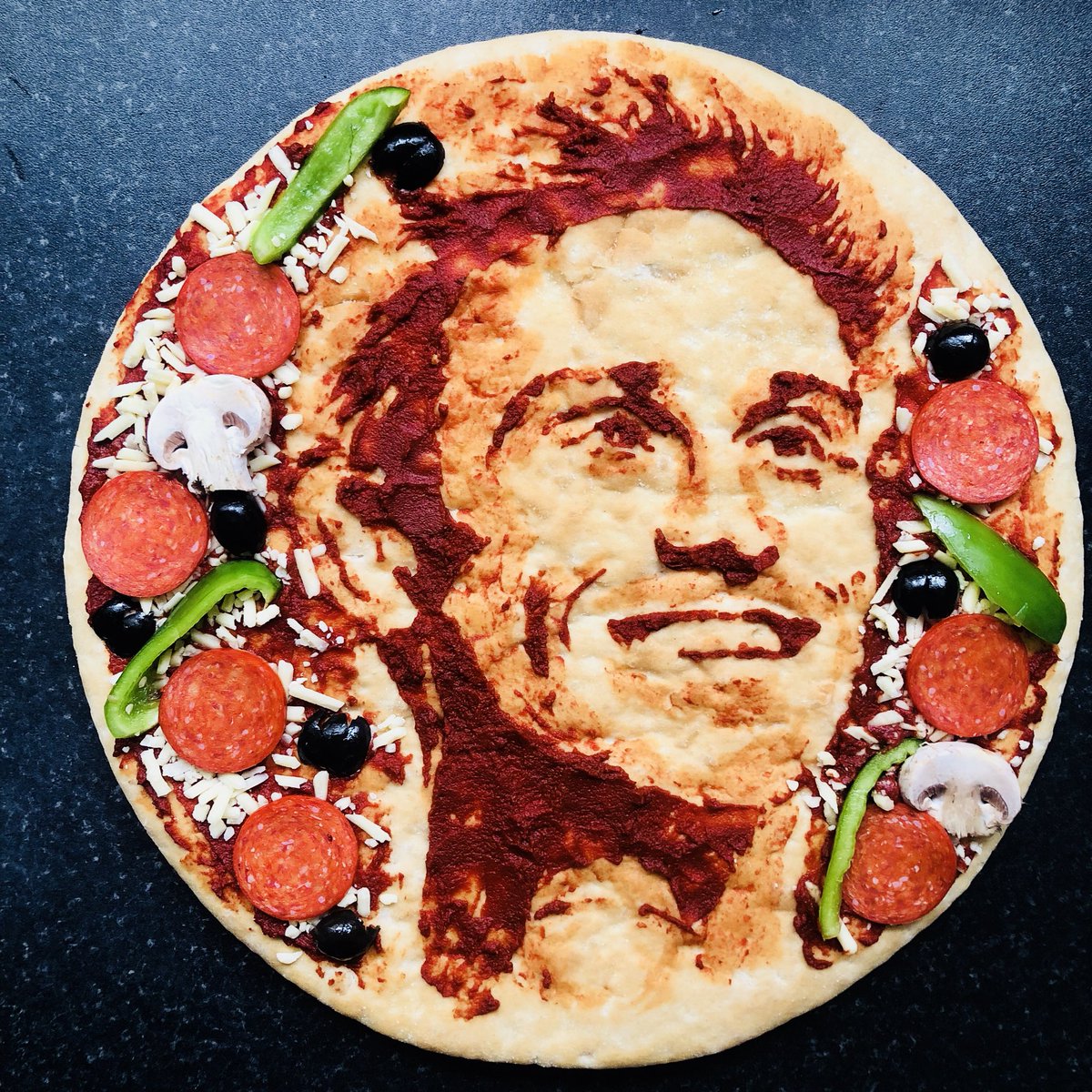 NathanWyburnArt's tweet photo. Who wants a Piece’A Russell? chuffed to present @russellhoward with a PIZZA portrait @MotorpointDiff #RespiteTour #Cardiff #PizzaArt #RussellHoward
@CardiffLifeMag @VisitCardiff https://t.co/scjcvpBWg8