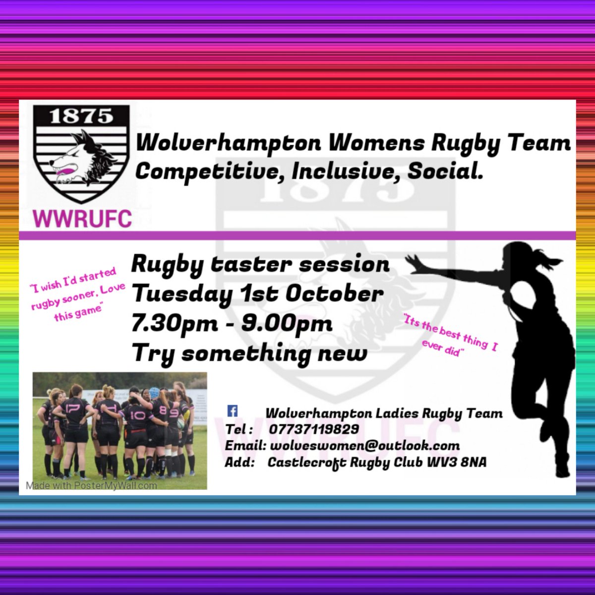 WolvesLadies's tweet image. Great day today @wlv_uni @wlv_sport @WolvesSU thanks for having us and see you again at Wolverhampton campus on Friday.
Come and try our taster session and see what womens rugby is all about. #wolfpack