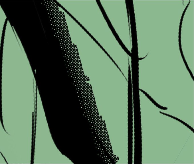 薄いグラデのところに色の誤差0で塗りつぶしたらこんな模様できた。なんか使えないかな。 