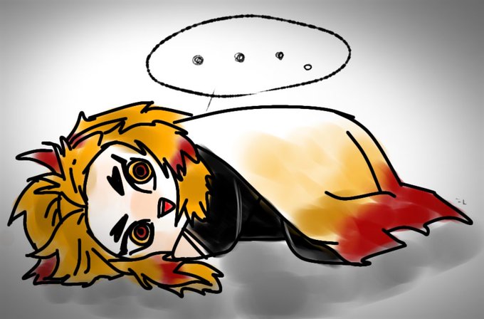 🐟さんがTwitterに投稿した煉獄杏寿郎(鬼滅の刃)のイラスト。