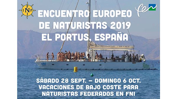 Vacaciones de bajo coste para naturistas federados en FNI-INF en el Sur de Europa, Camping el Portus, Cartagena, Región de Murcia, España. Sábado 28 de septiembre a domingo 6 de octubre.