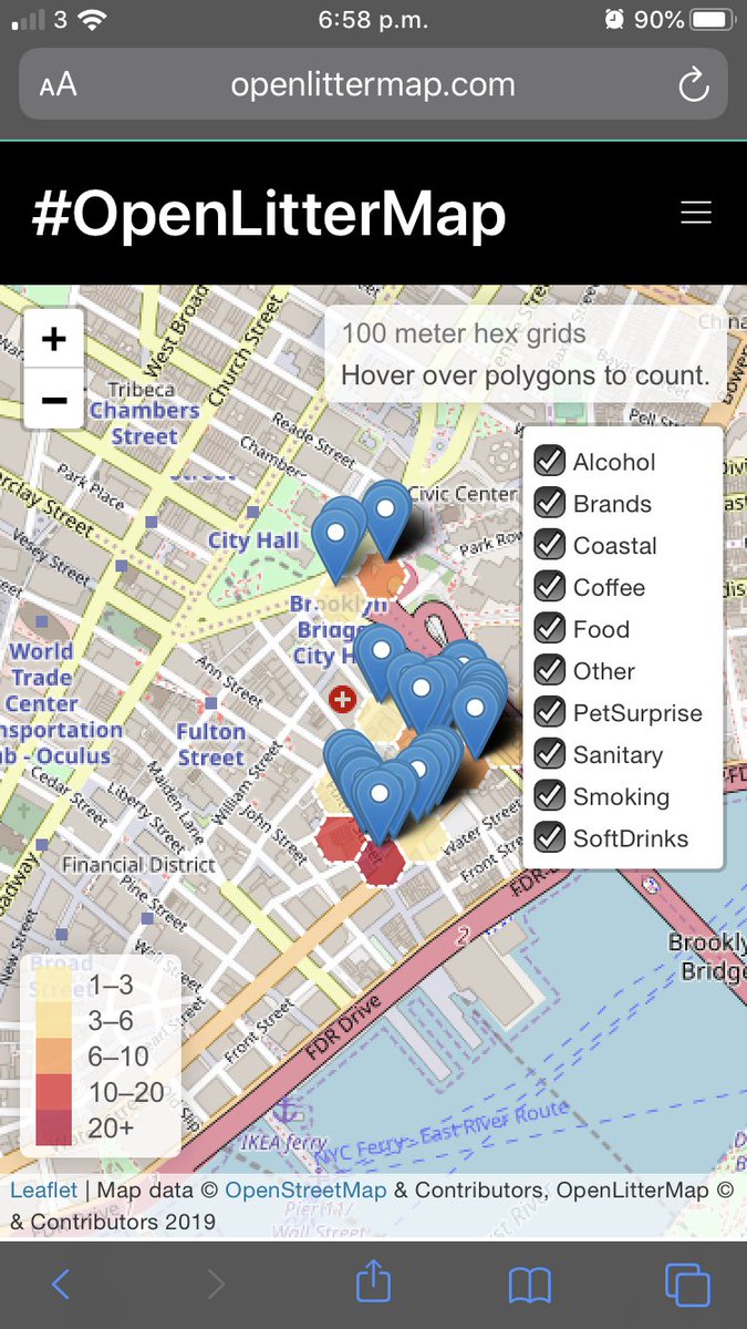 OpenLitterMap's tweet photo. A group of environmental students in New York City are using #OpenLitterMap for their homework 📚 📲 🌍✌️🗺 https://t.co/zLDdBQQAPR