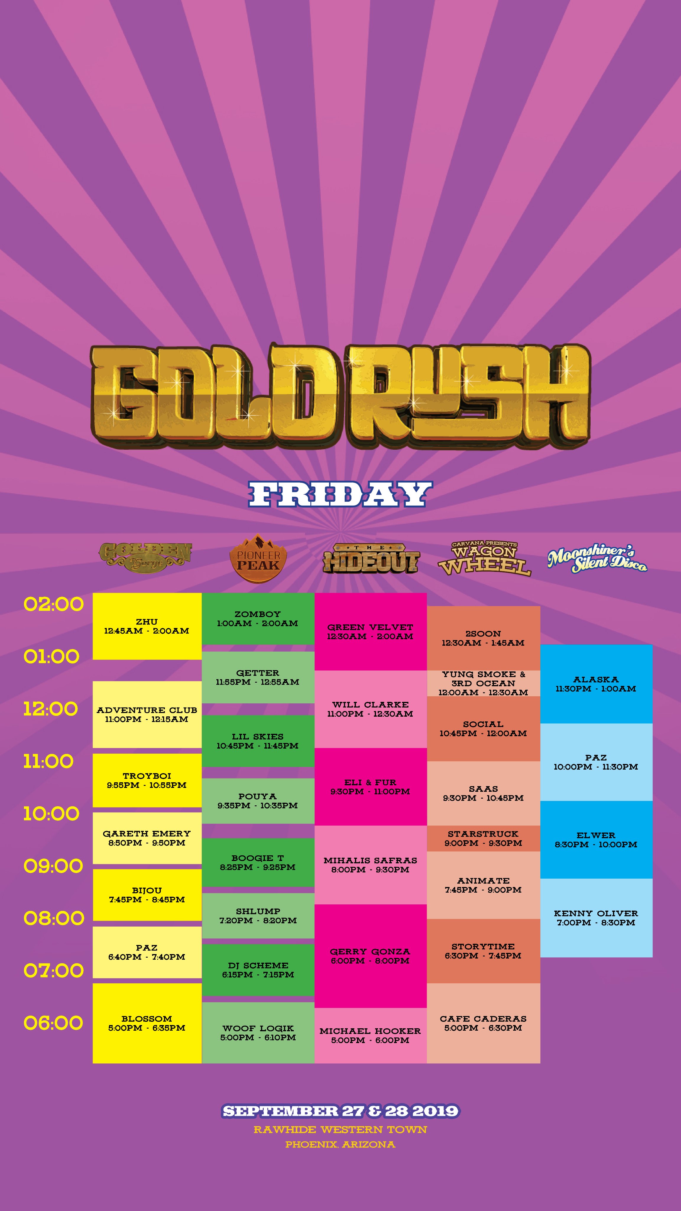 Goldrush Festival schedule 2019