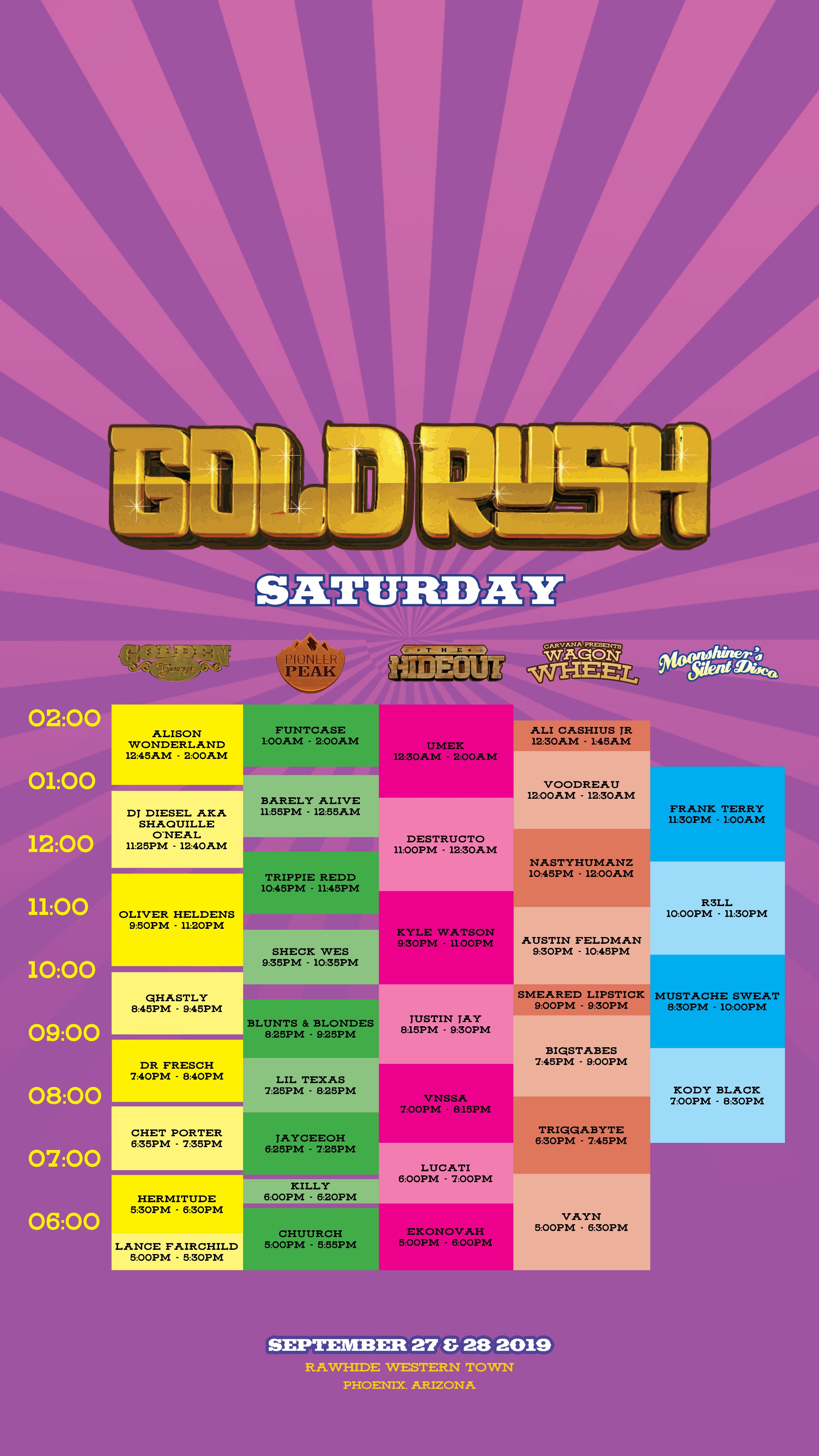 Goldrush Festival schedule 2019