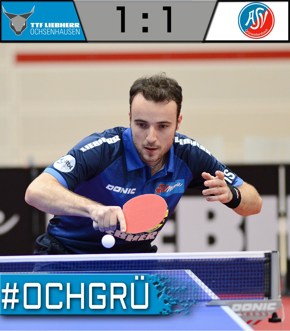 Im spannenden Duell zwischen Angriff und Abwehr kann sich Wang Xi gegen <a href="/SimonGauzy/">.</a> durchsetzen, womit wir mit einem Zwischenstand von 1:1 in die Pause gehen!
#OCHGRÜ #TTBL #OXcited #OxNation