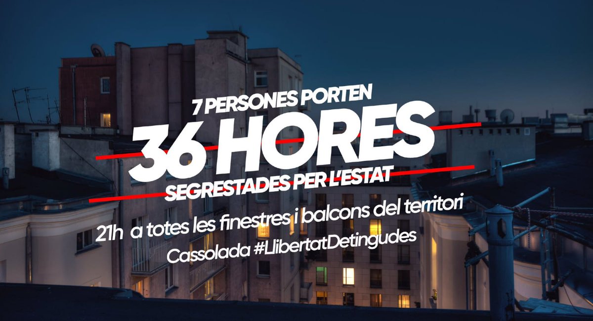 NatiOrtegaBCN's tweet photo. A les 21h #cassolada!!
#LLIBERTATDETINGUTS #LlibertatDetingudes
#NiUnPasEnrere #PobleUnit https://t.co/ewa5n7u0Il