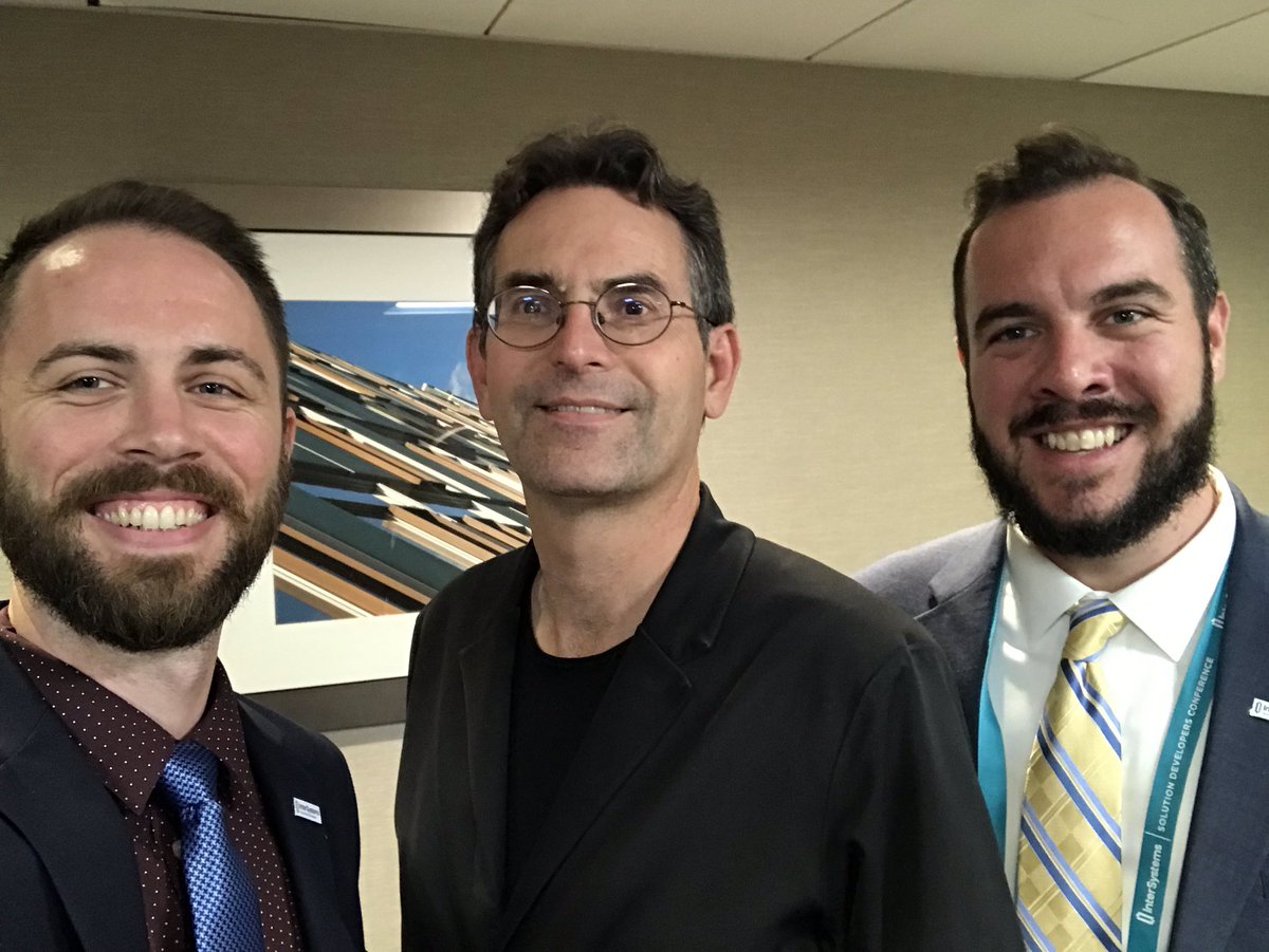 theTomCastles's tweet photo. I’m rocking this giant grin bc @jhalamka has some of the most hilarious, insightful and profound war stories in the business. 

Keep an eye out for our convo with the man himself on the @InterSystems PULSEcast, coming soon... #GlobalSummit19 https://t.co/ARNe3qdOlA