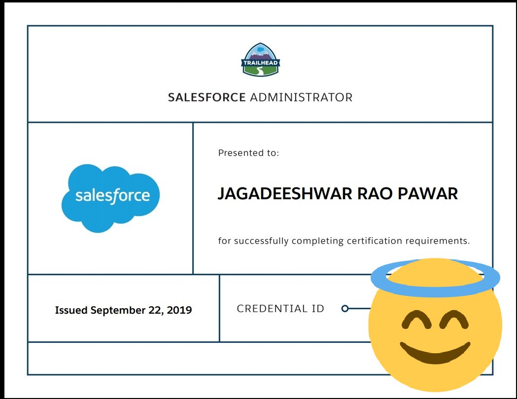 jagadeeshlpawar's tweet image. Finally completed 2 #SalesforceCertifications in span of 20 days. #SalesforcePD1 & #SalesforceAdministrator
#SalesforceSalesCloudConsultant and #PardotSpecialist on the way✌️
#Salesforce #NeverstopLearning #SalesforceTrialhead #learningisfun