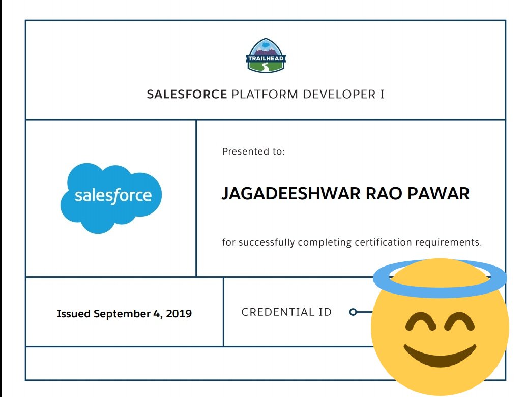 jagadeeshlpawar's tweet image. Finally completed 2 #SalesforceCertifications in span of 20 days. #SalesforcePD1 & #SalesforceAdministrator
#SalesforceSalesCloudConsultant and #PardotSpecialist on the way✌️
#Salesforce #NeverstopLearning #SalesforceTrialhead #learningisfun