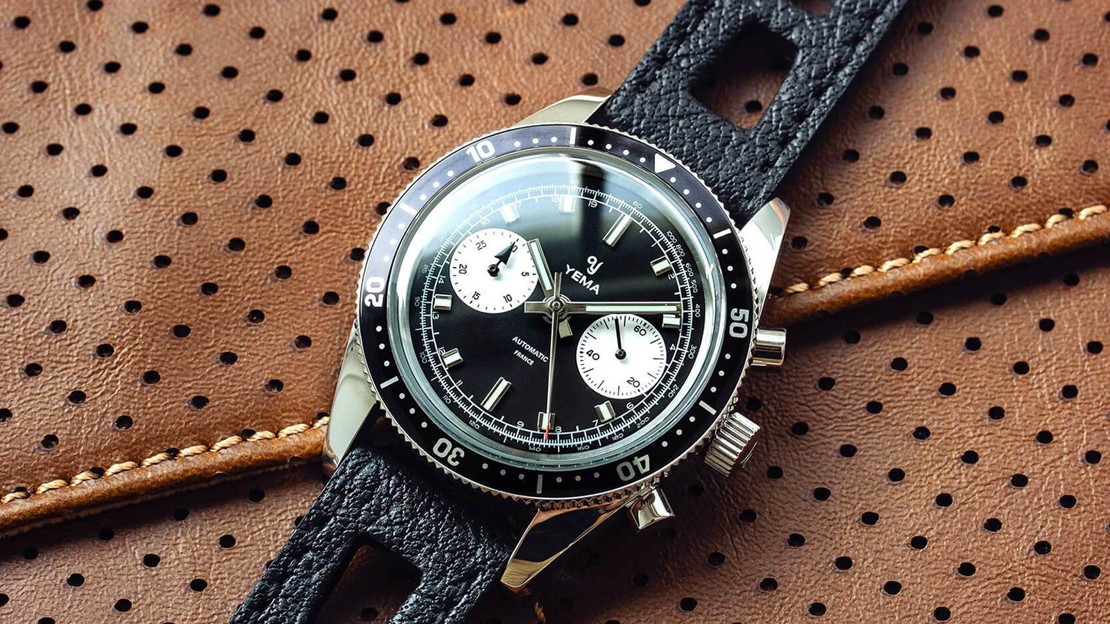 IMBOLDN on X The Yema Speedgraf features an automatic Seiko caliber NE 86 and a leather bracelet with stylish cuts throughout the center of the band watchoftheday https t bVH5h7lPG3 https t 7KpU...