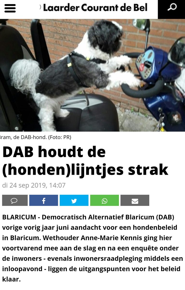 laardercourant.nl/nieuws/algemee… Vanavond worden de uitgangspunten mbt hondenbeleid Blaricum besproken tijdens de raadsvergadering <a href="/BELCombinatie/">BEL Combinatie</a> <a href="/Gem_Blaricum/">Gemeente Blaricum</a>
