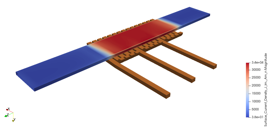 cenosplatform's tweet image. Simulation example: High Frequency Strip Heating. This example shows how simulation can be done in 10 min with surface impedance approach cenos-platform.com/post/high-freq…  #renderedinparaview #inductionheating