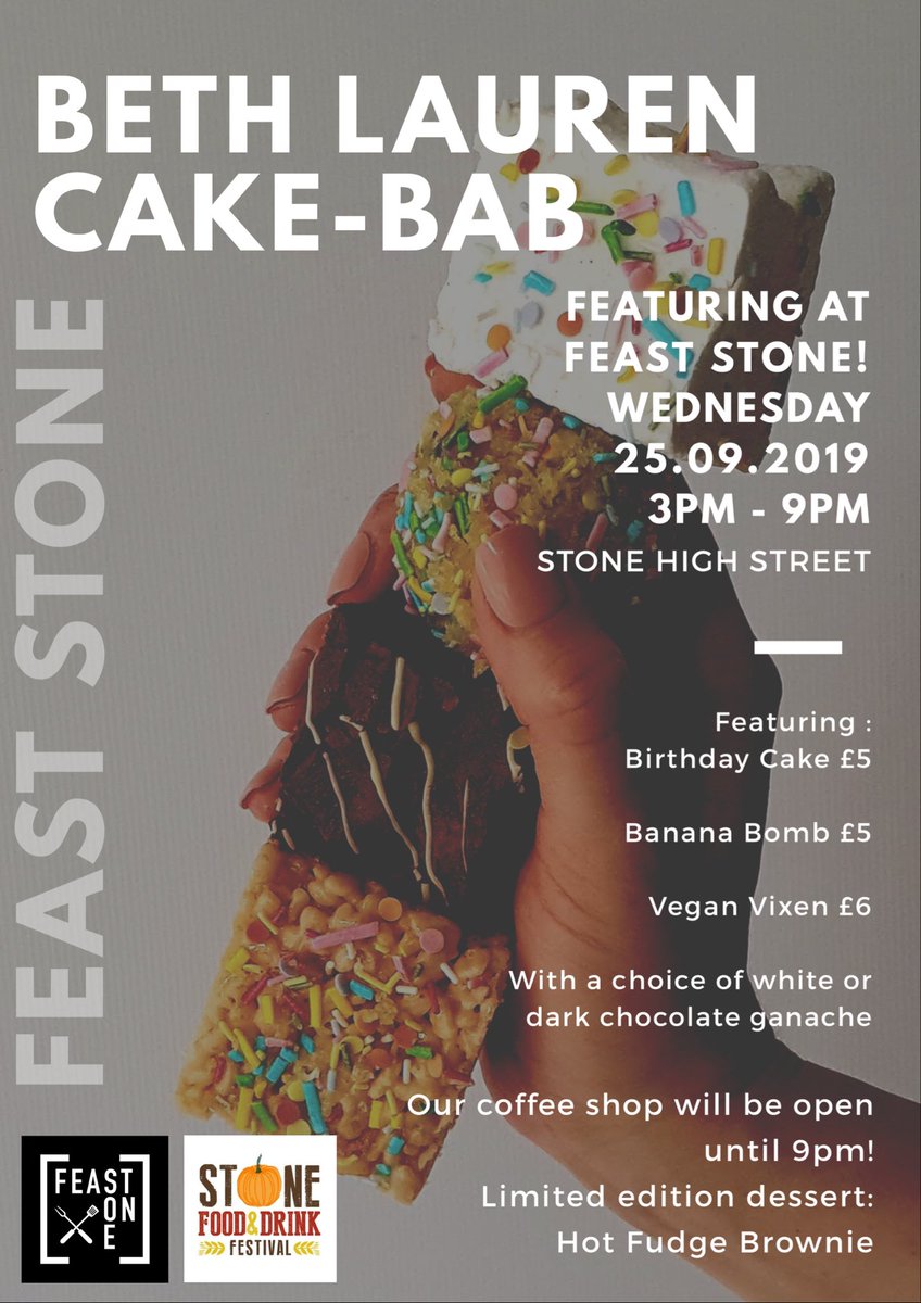BLC: Street Food Edition 
Wednesday 25.09.2019, 3pm - 9pm, Stone High Street

The ONLY dessert you need in your life 🍬🍭🎂

#bethlaurencakes #streetfood #FeastStone