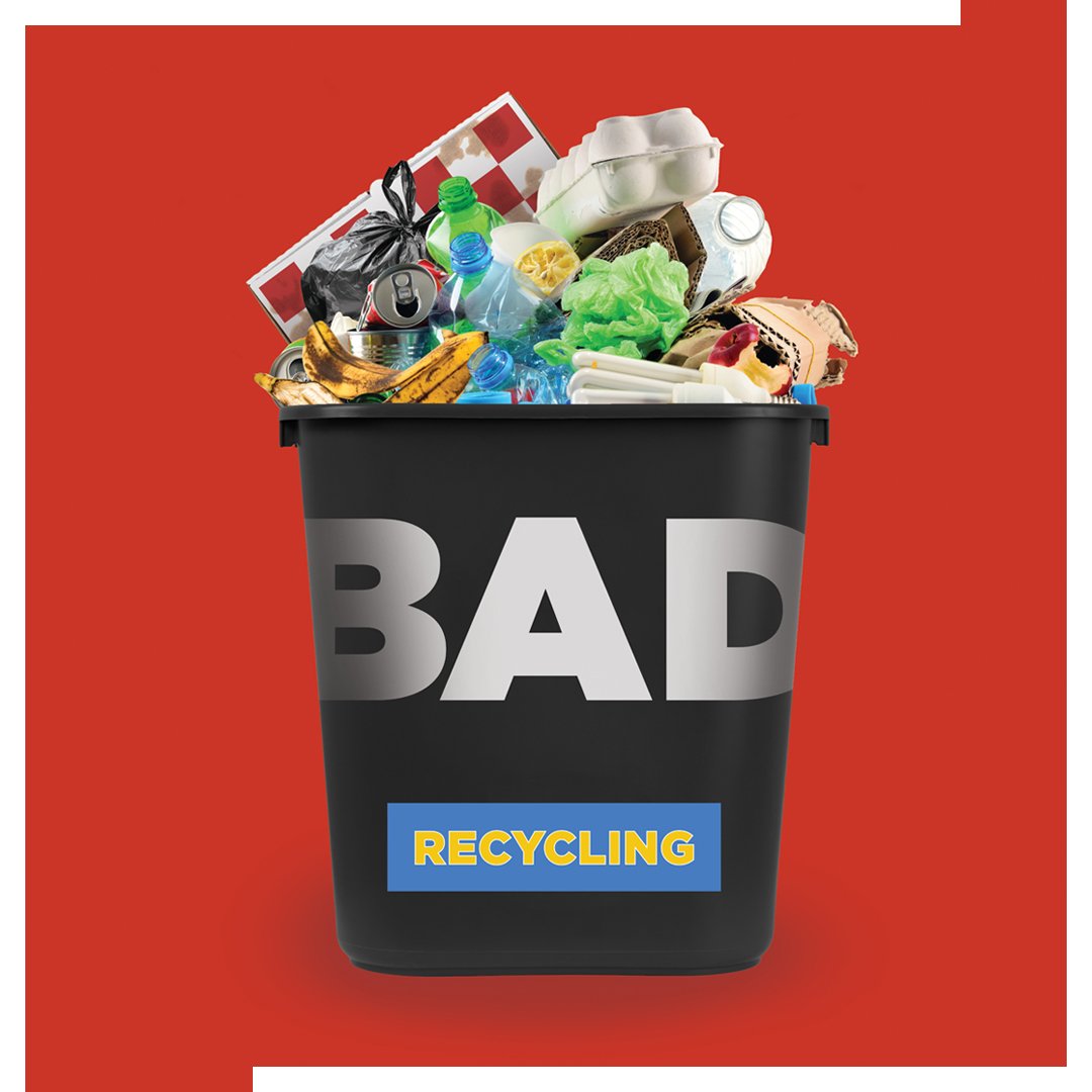 StreetsPhila's tweet photo. Sure, #recycling is great but #DYK there’s a right way and a wrong way to recycle? Take a minute before you bin it, rinse and dry your recyclables, and when in doubt keep it out.  ➡️ https://t.co/D5PAzaIxsw    #RecyclePHL  #RecycleClean https://t.co/uOsIgyhAEE